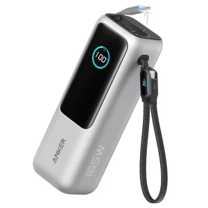 Зовнішній акумулятор Anker 25000 mAh 165W PD Built-In Double USB-C Cables Silver UA