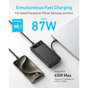Зовнішній акумулятор Anker PowerCore 20000 mAh 87W PD Built-In USB-C Cable Black UA
