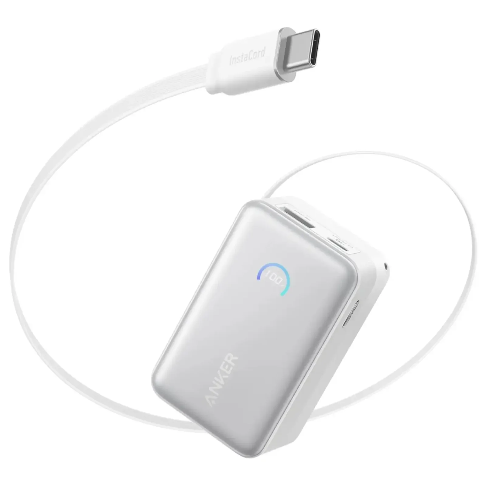 Зовнішній акумулятор Anker Nano - 10000 mAh 45W Built-In USB-C Cable White UA