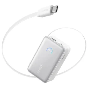 Зовнішній акумулятор Anker Nano - 10000 mAh 45W Built-In USB-C Cable White UA