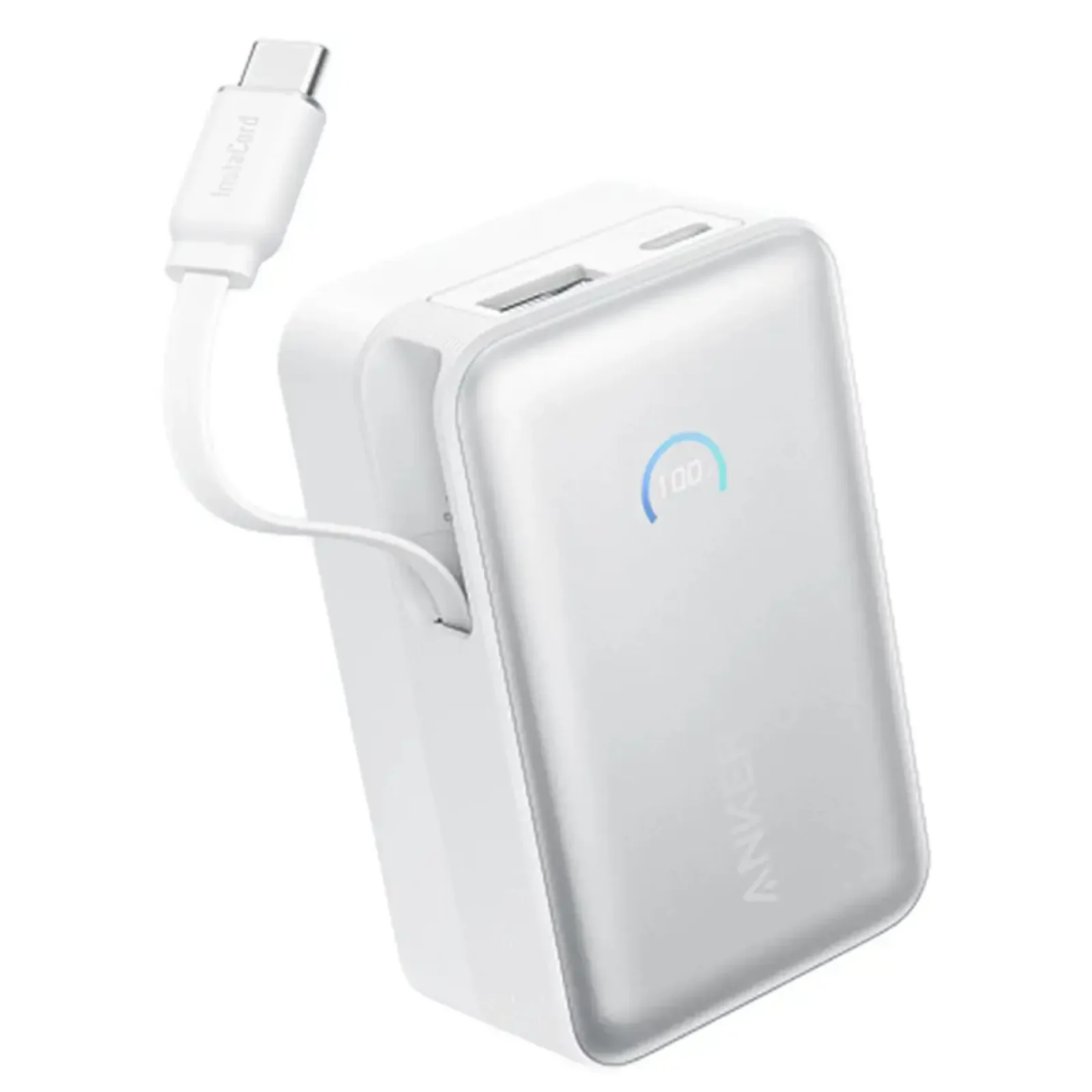 Зовнішній акумулятор Anker Nano - 10000 mAh 45W Built-In USB-C Cable White UA