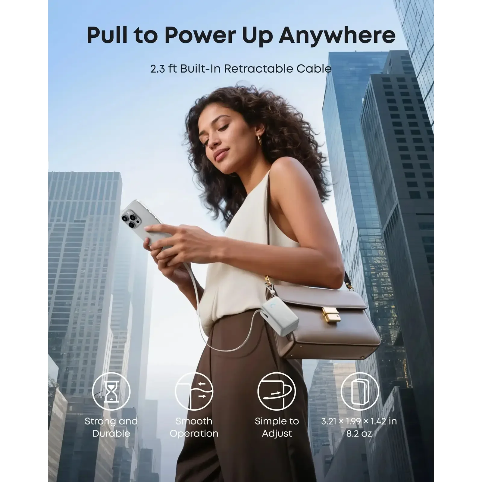 Зовнішній акумулятор Anker Nano - 10000 mAh 45W Built-In USB-C Cable White UA