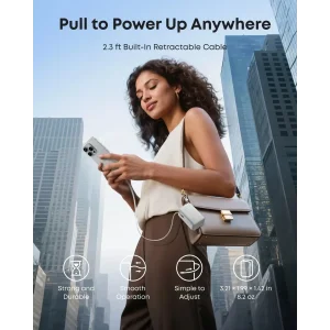 Зовнішній акумулятор Anker Nano - 10000 mAh 45W Built-In USB-C Cable White UA