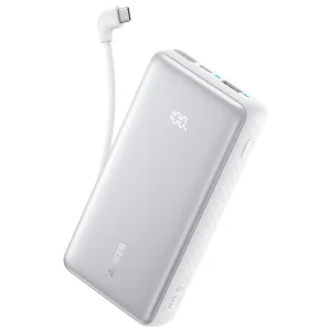 Внешний аккумулятор Anker 10000 mAh 22.5W Built-In USB-C Cable White UA
