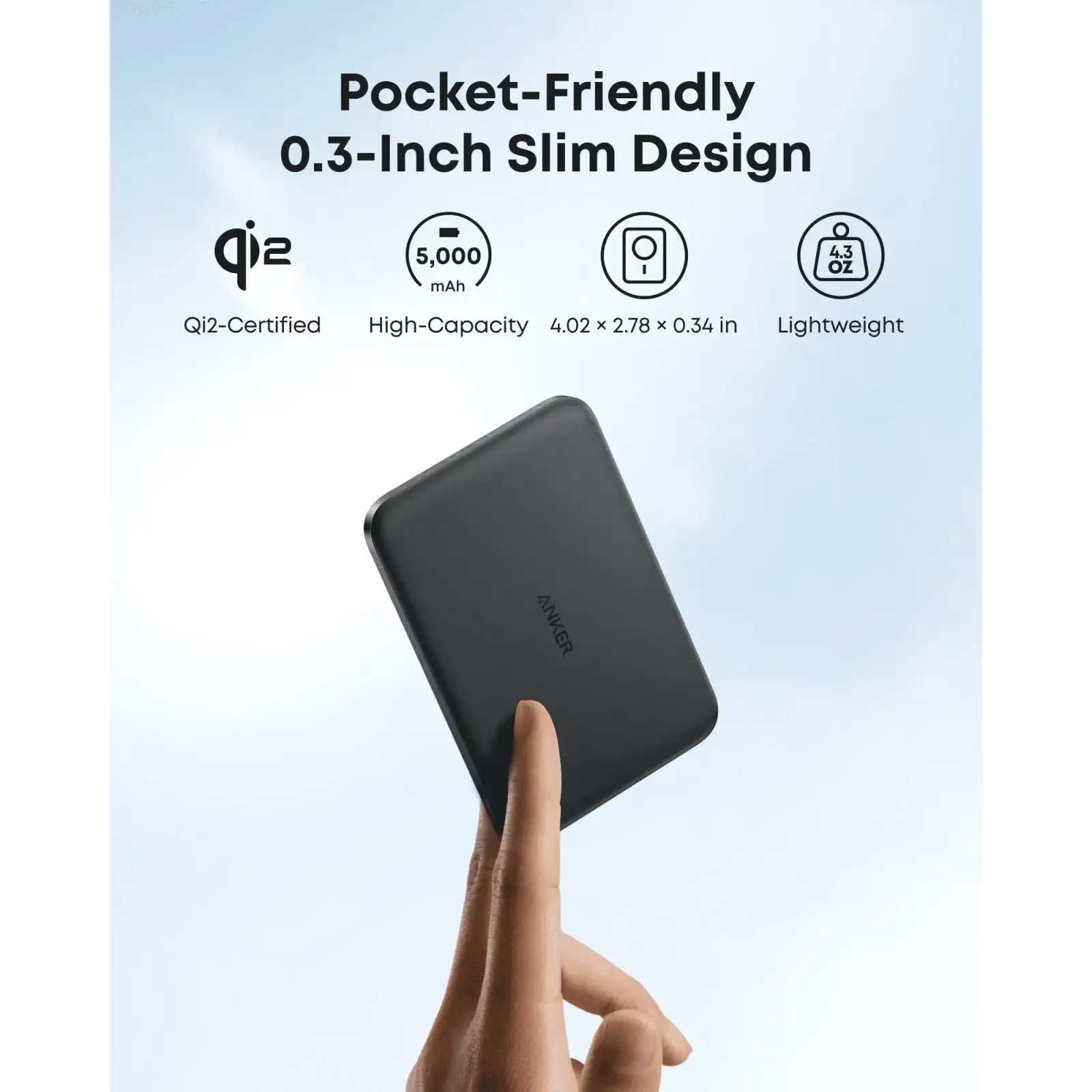 Зовнішній акумулятор Anker Nano - 5000 mAh Qi2 15W MagGo Slim Black UA