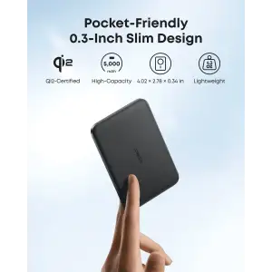 Зовнішній акумулятор Anker Nano - 5000 mAh Qi2 15W MagGo Slim Black UA