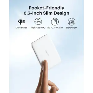 Внешний аккумулятор Anker Nano - 5000 mAh Qi2 15W MagGo Slim White UA