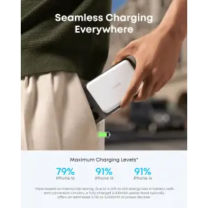 Внешний аккумулятор Anker Nano - 5000 mAh Qi2 15W MagGo Slim White UA