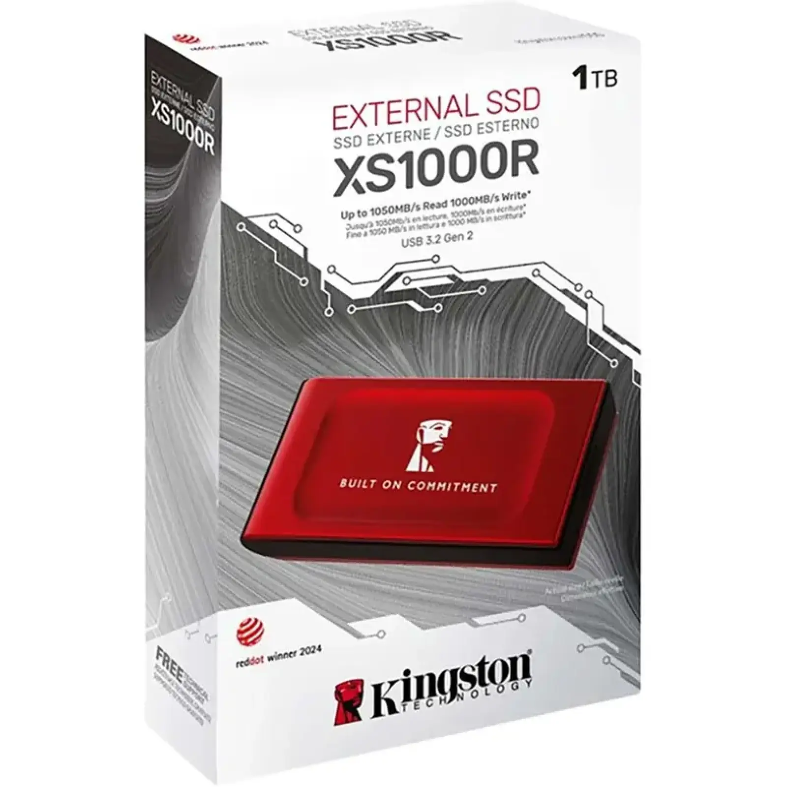 Накопичувач SSD KINGSTON XS1000R BOC 1TB USB 3.2 Gen2 Type-C 3D NAND Red UA