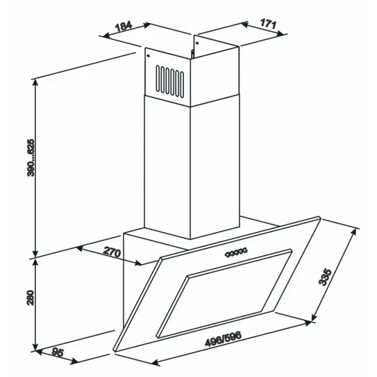 Вытяжки наклонные ELEYUS VERTICAL 470 60 BL UA