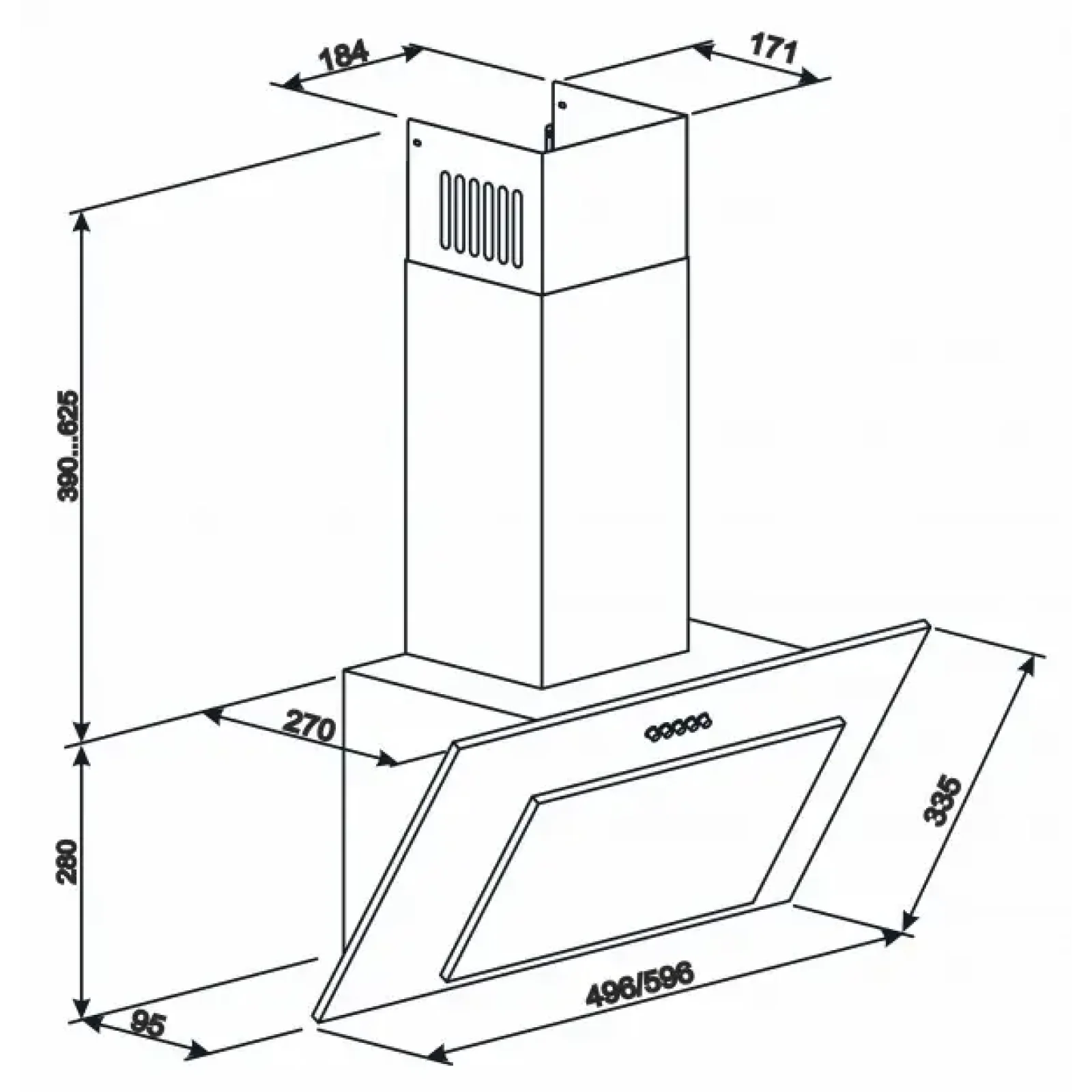 Вытяжки наклонные ELEYUS VERTICAL 470 60 WH UA