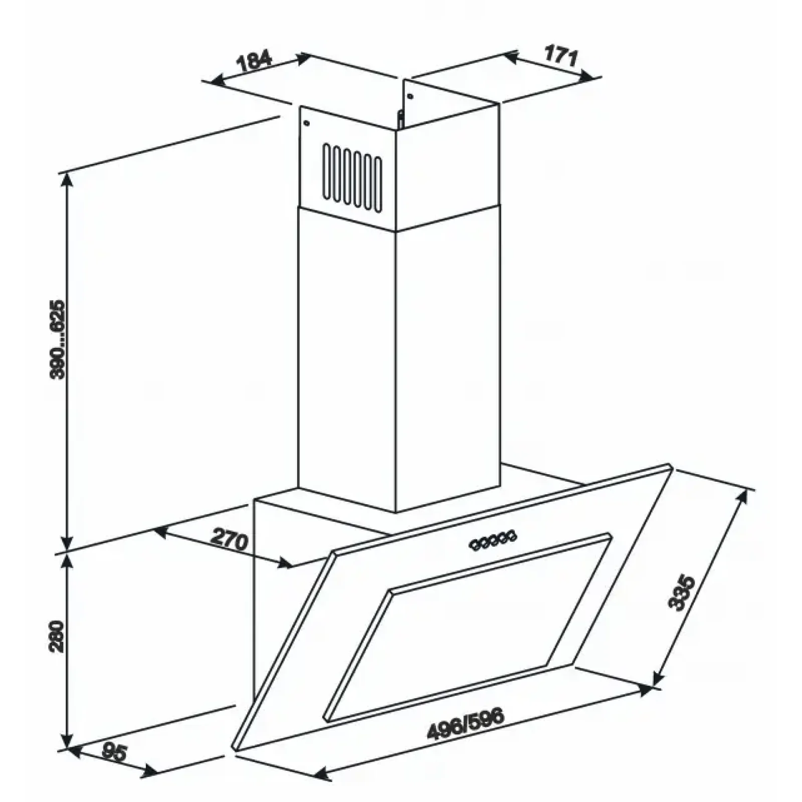 Вытяжки наклонные ELEYUS Vertical 700 60 BL UA