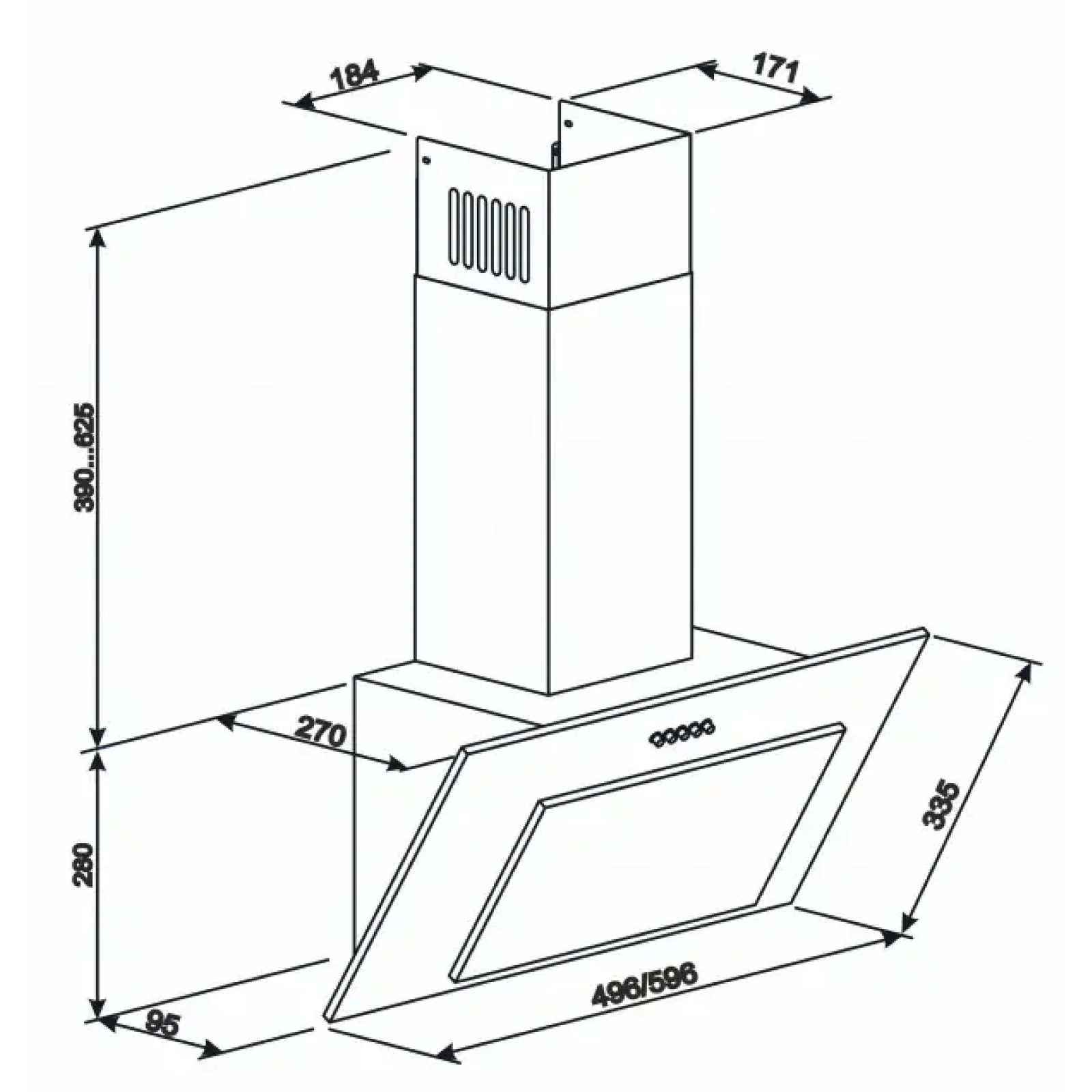 Витяжка з нахилом ELEYUS VERTICAL 470 50 BL UA