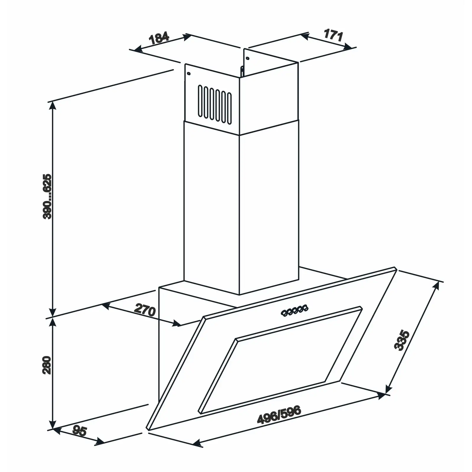 Вытяжки наклонные ELEYUS Vertical 1000 50 BL UA