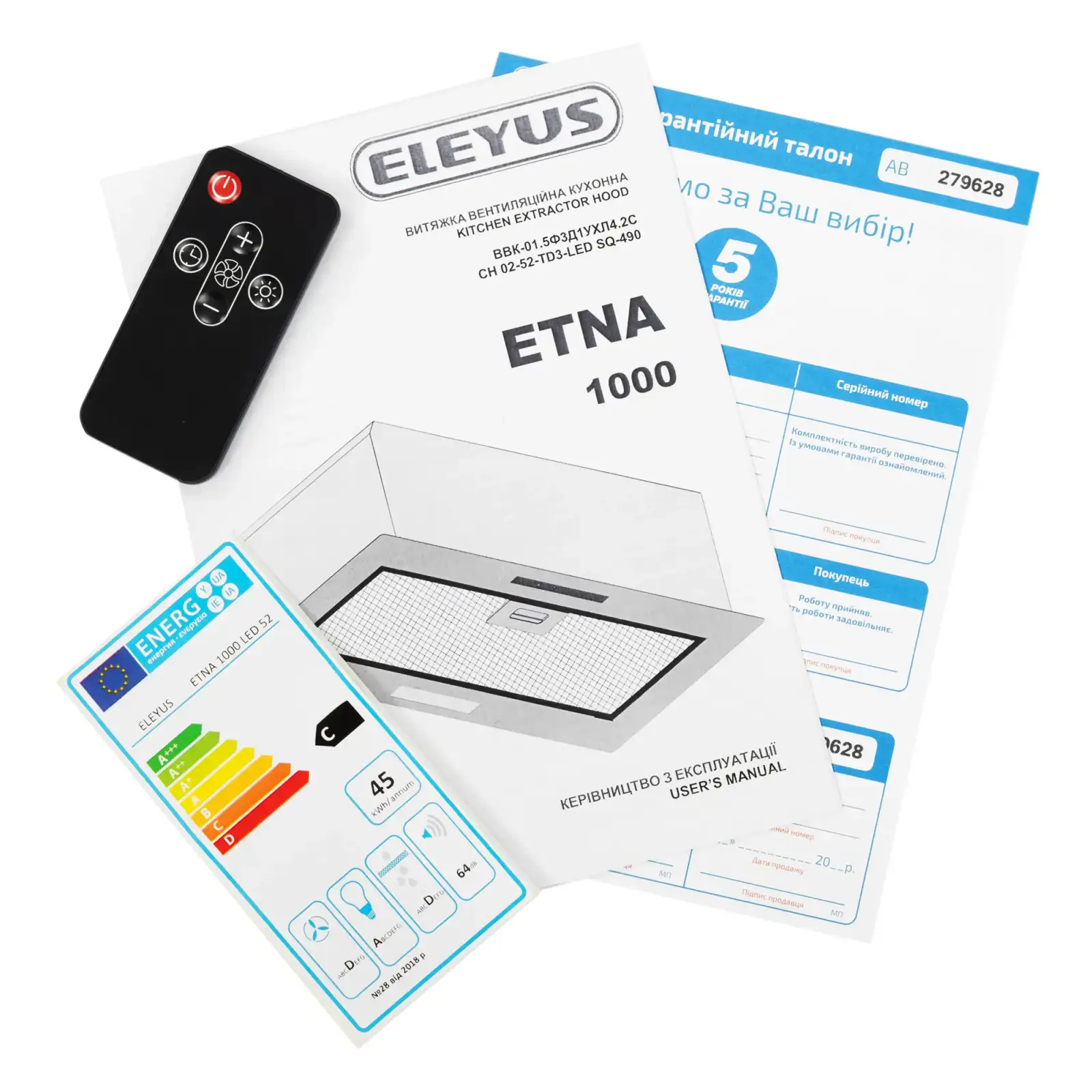 Витяжка ELEYUS ETNA 1000 LED 52 BL UA
