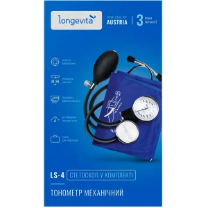 Механический тонометр Longevita LS-4 (стетоском в комплекте) UA