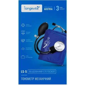 Механічний тонометр Longevita LS-5 (стетоскоп вбудований в манжету) UA