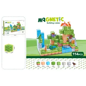 Магнітний конструктор з фігурками динозаврів Magnetic 2.5 см, 114 елементів UA