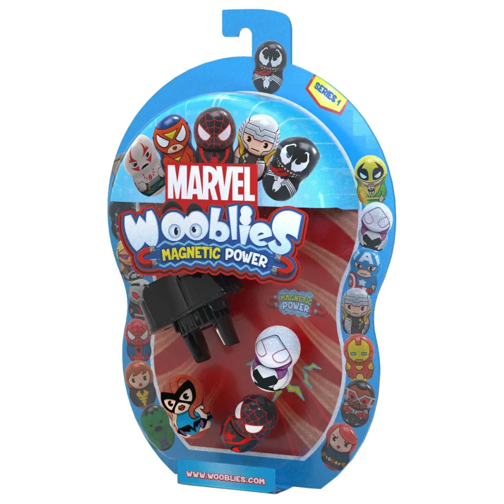Магнитн.фигурки с лончером в блистере 3шт Marvel Wooblies UA