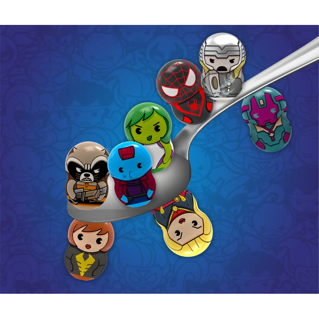 Магнитн.фигурки с лончером в пакете 2шт Marvel Wooblies UA