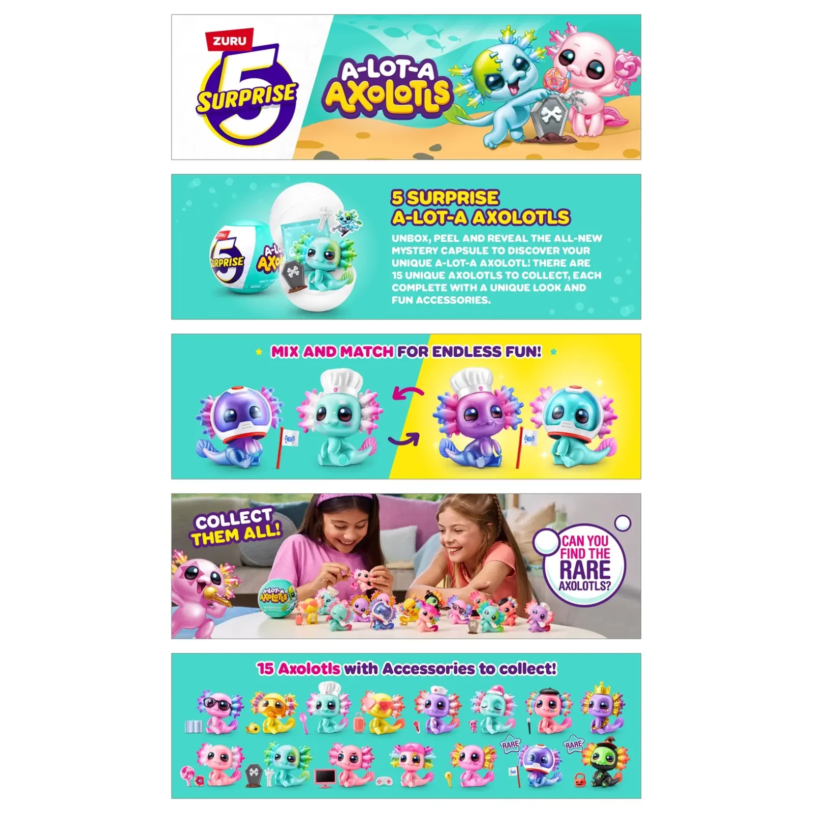 Ігровий набір Zuru 5 Surprise Axolotls в асортименті (77623GQ1) UA