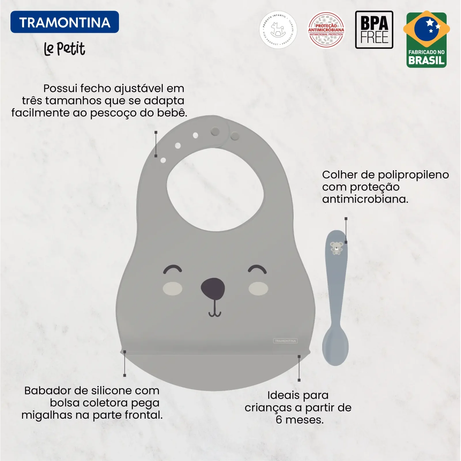 Дитячий набір Tramontina Baby Le Petit gray, 2 предмети UA