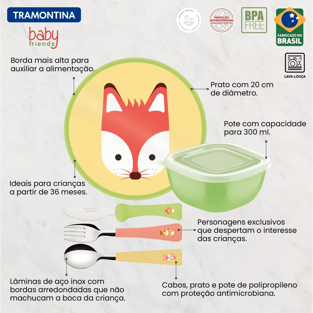Набір дитячого посуду Tramontina Baby Friends, 5 предметів UA