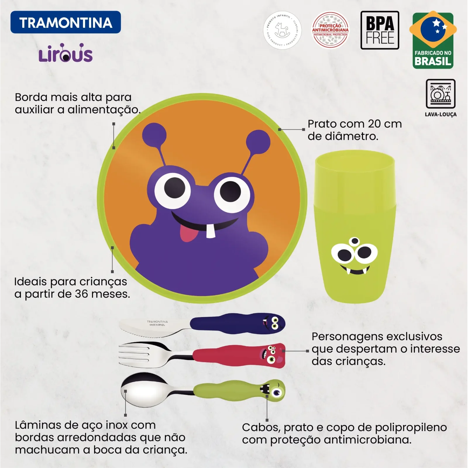 Детский набор Tramontina Baby Lirous, 5 предметов UA