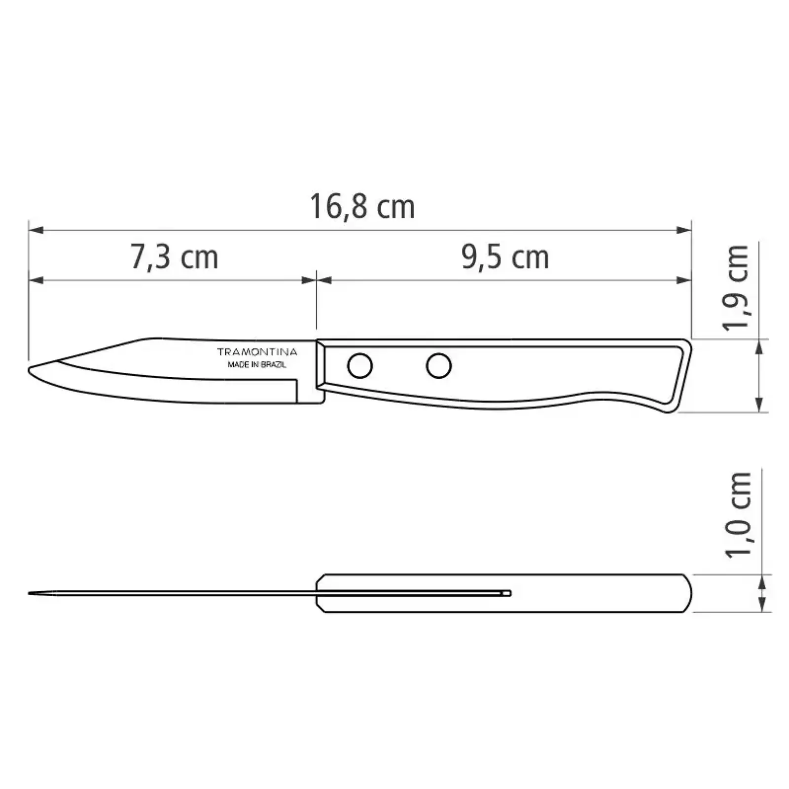 Наборы ножей TRAMONTINA TRADICIONAL ніж д/овочей 76мм - 60шт стікер (22210/403) UA