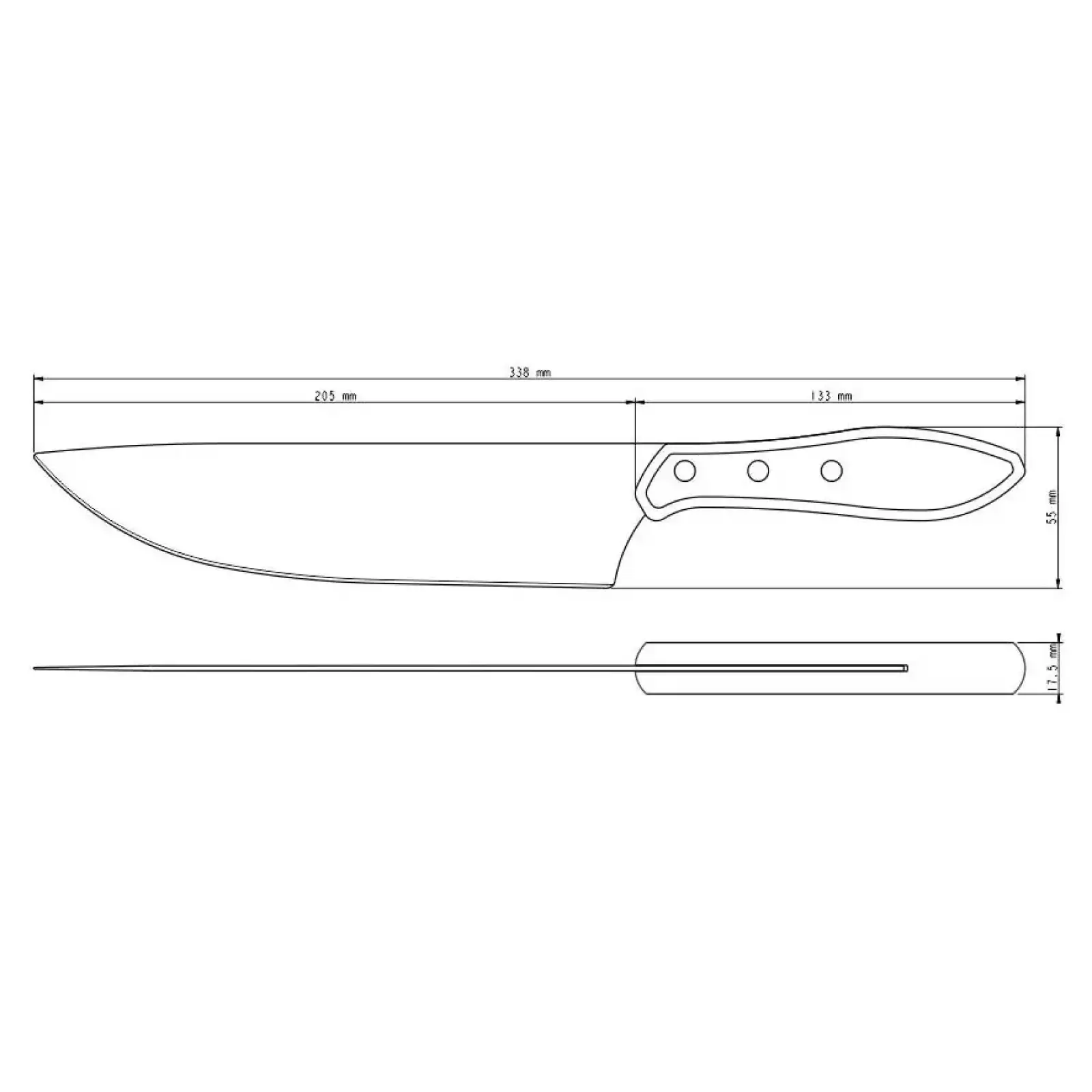 Ніж TRAMONTINA Barbecue POLYWOOD д/м'яса 203мм(сам.шир) (чер.дер) інд.уп (21191/178) UA