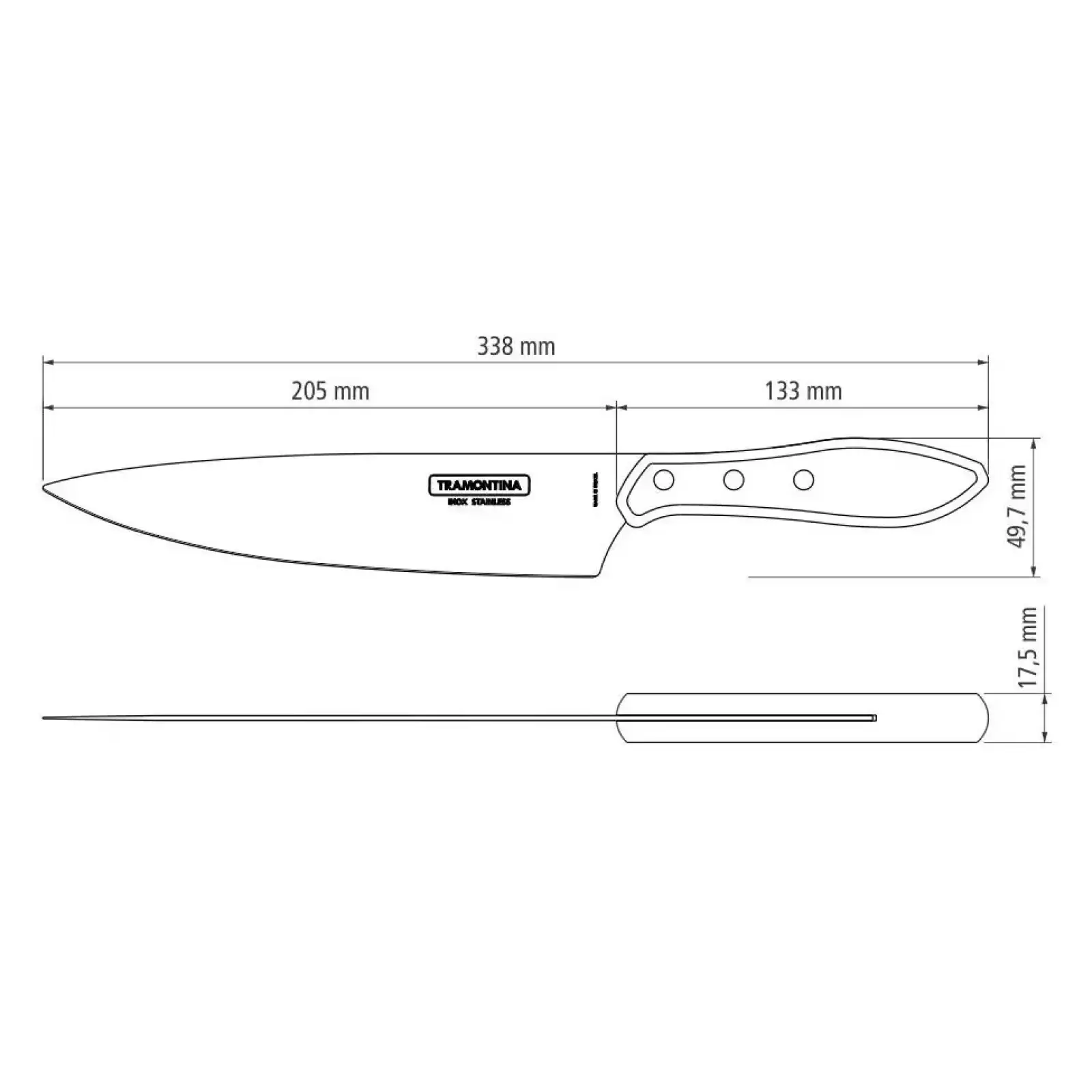 Ніж TRAMONTINA Barbecue POLYWOOD д/м'яса 203мм (шир.) (чер.дер)інд.уп (21189/178) UA