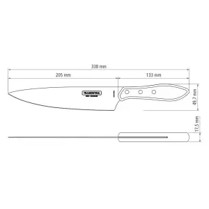 Ніж TRAMONTINA Barbecue POLYWOOD д/м'яса 203мм (шир.) (чер.дер)інд.уп (21189/178) UA
