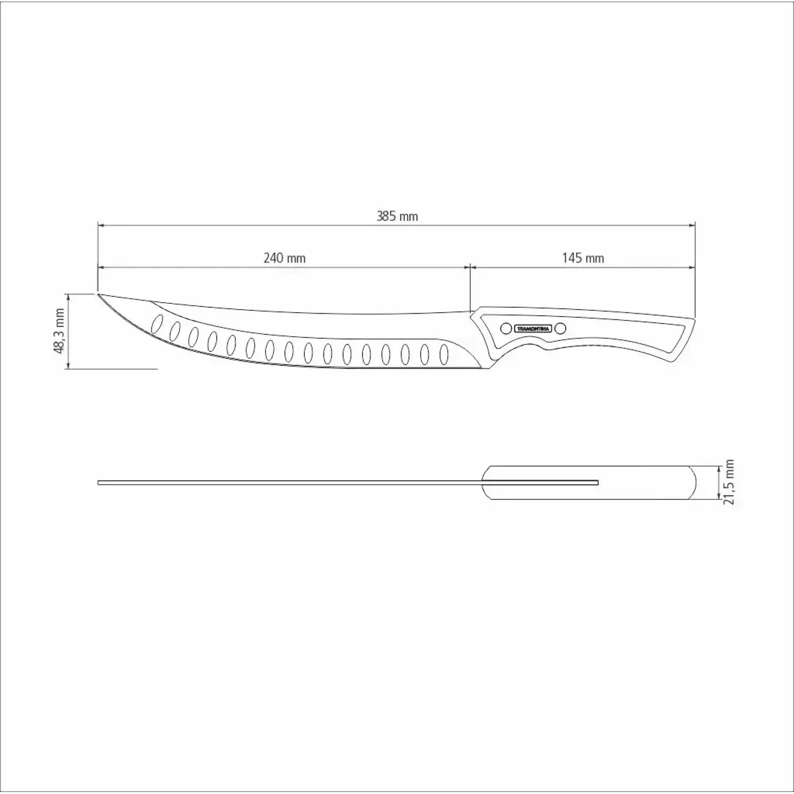 Ніж TRAMONTINA Churrasco Black М'ясник 253 мм (22841/110) UA