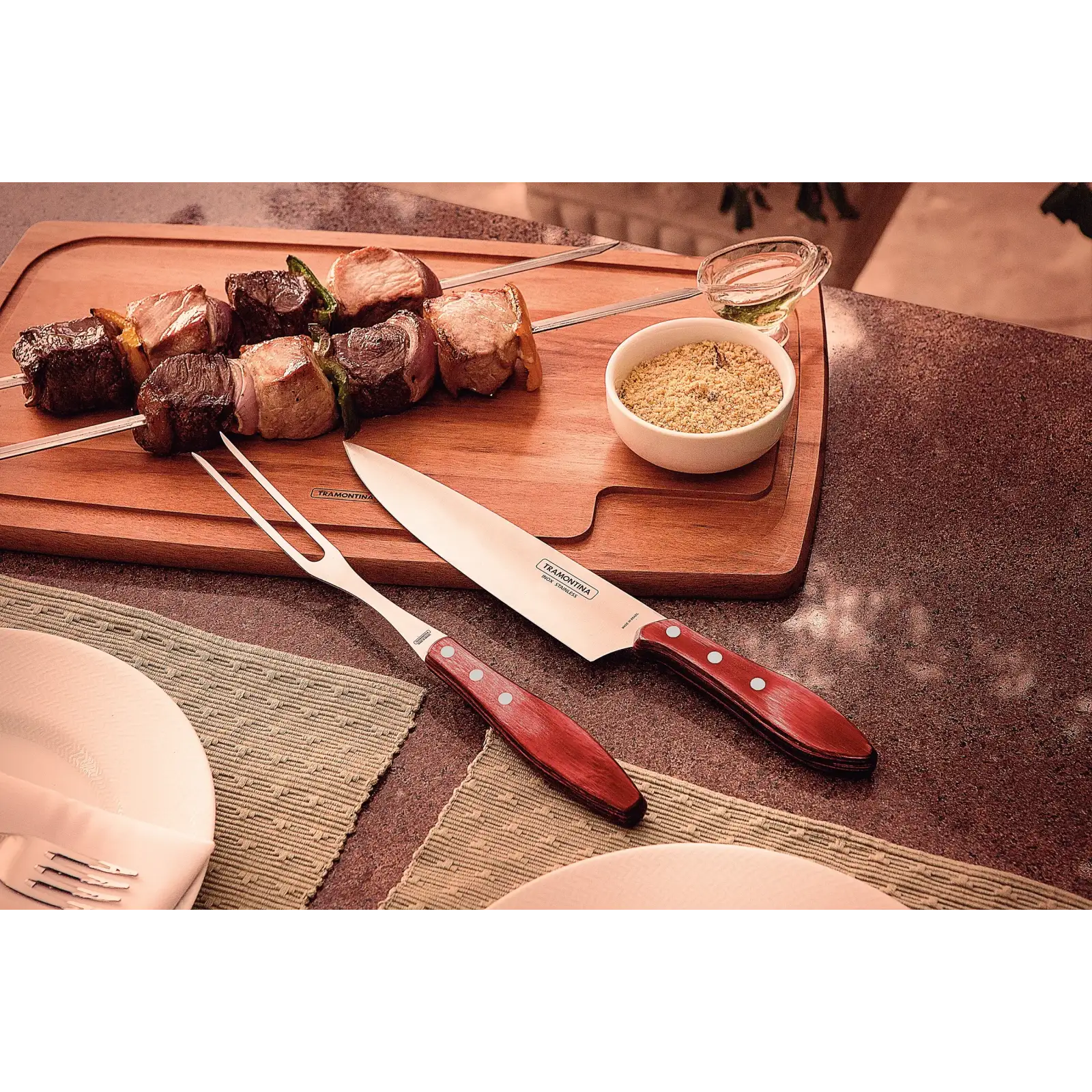 Ніж TRAMONTINA Barbecue POLYWOOD д/м'яса 203мм (шир.) (чер.дер)інд.уп (21189/178) UA