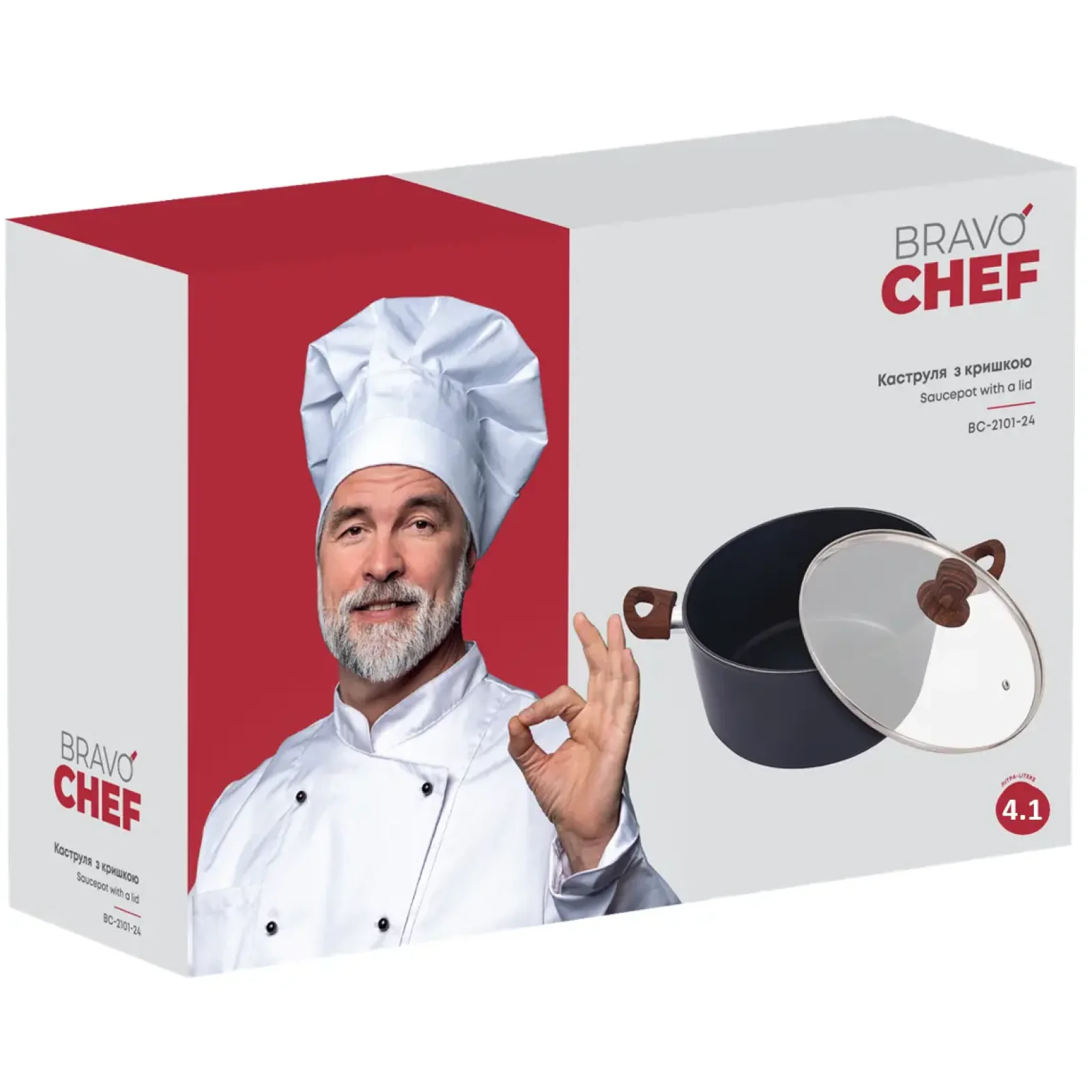 Каструля Bravo Chef класична 24 см (4.1 л) з кришкою UA