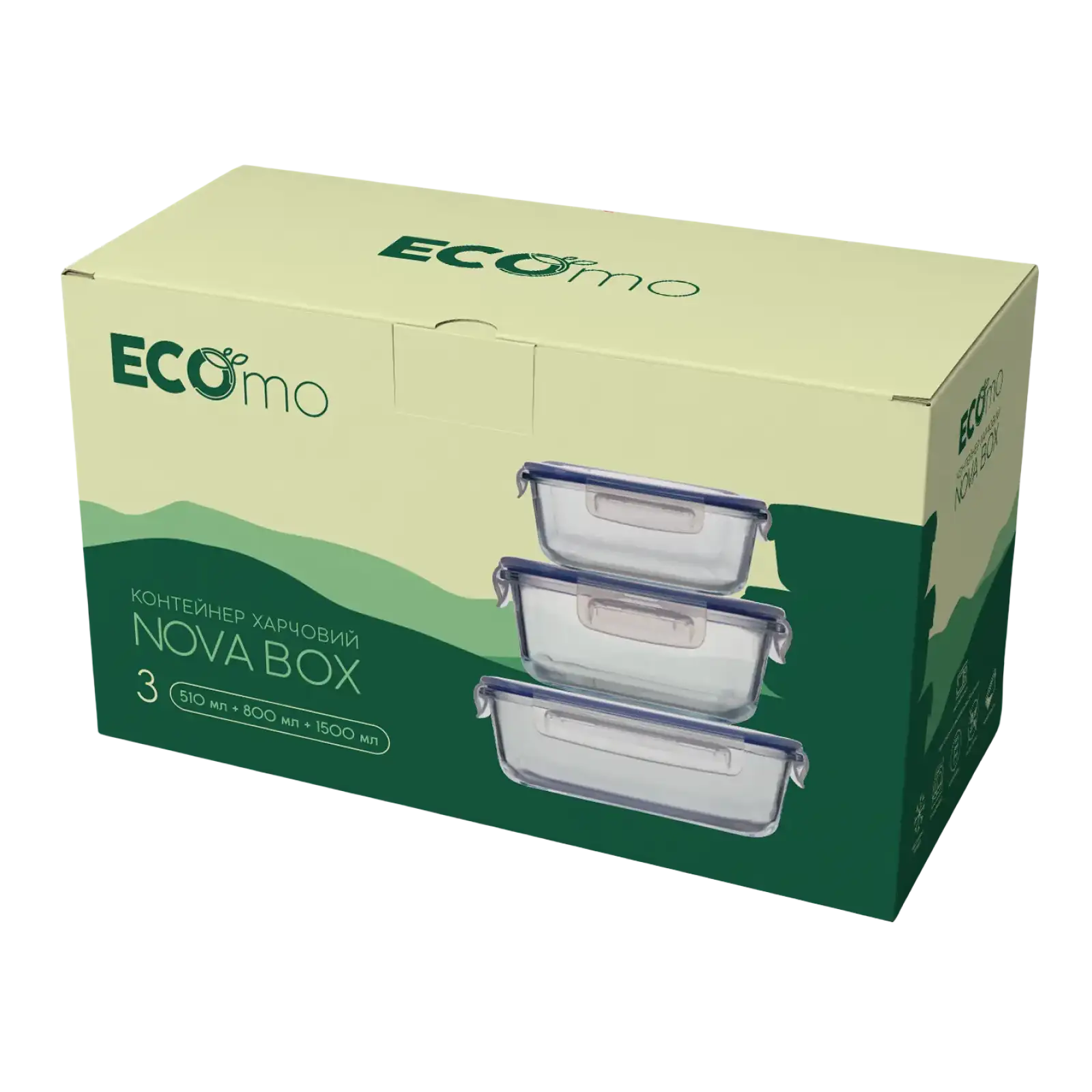 Набір контейнерів ECOmo Nova Box 510 мл, 800 мл, 1500 мл UA