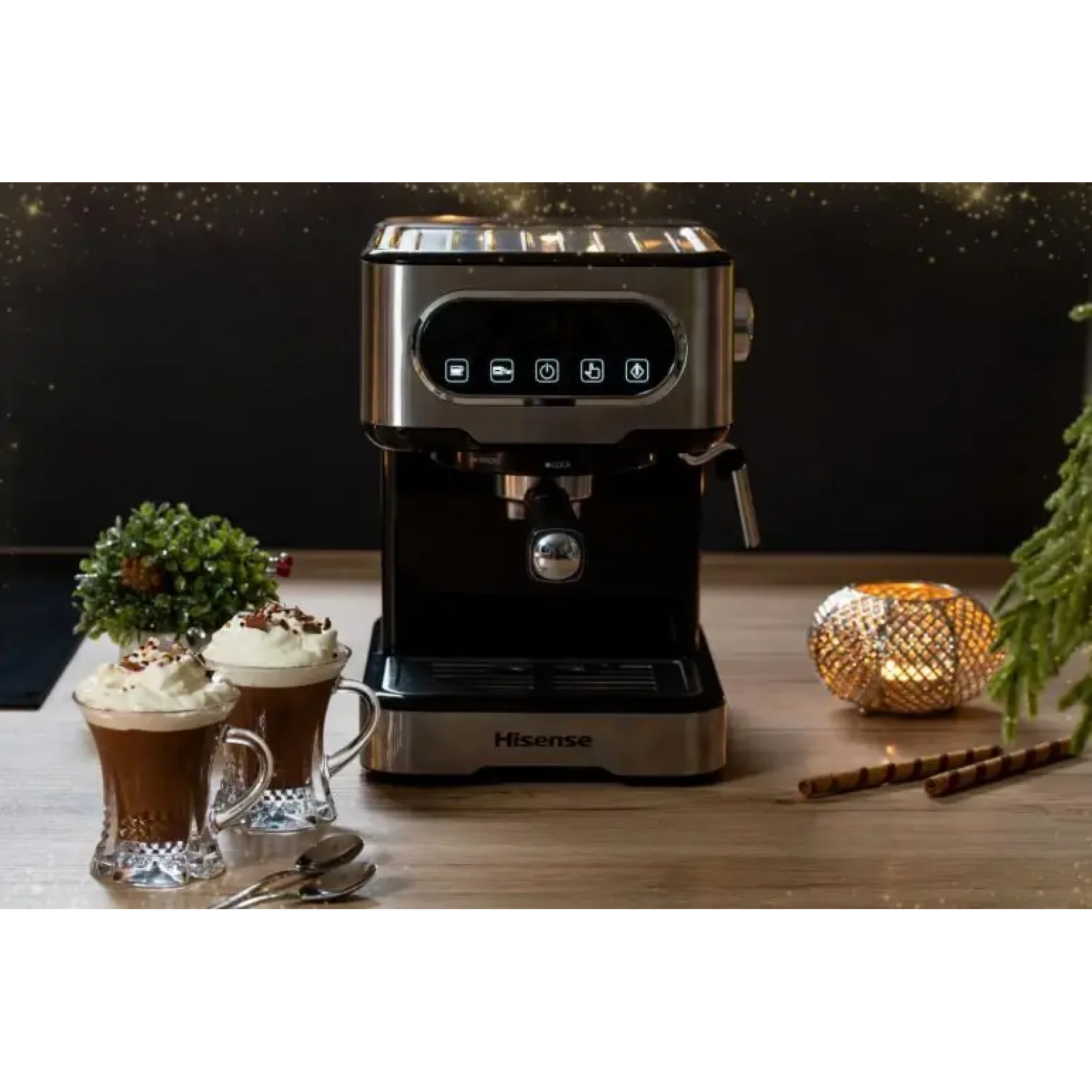 Ріжкова кавоварка еспресо Hisense HESCM15DBK UA