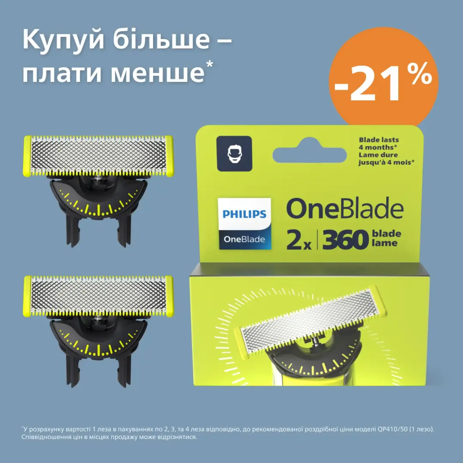 Змінне лезо Philips OneBlade QP420/50 2 шт UA