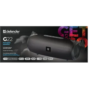 Портативная акустика DEFENDER (65122) G22 20Вт, черный UA
