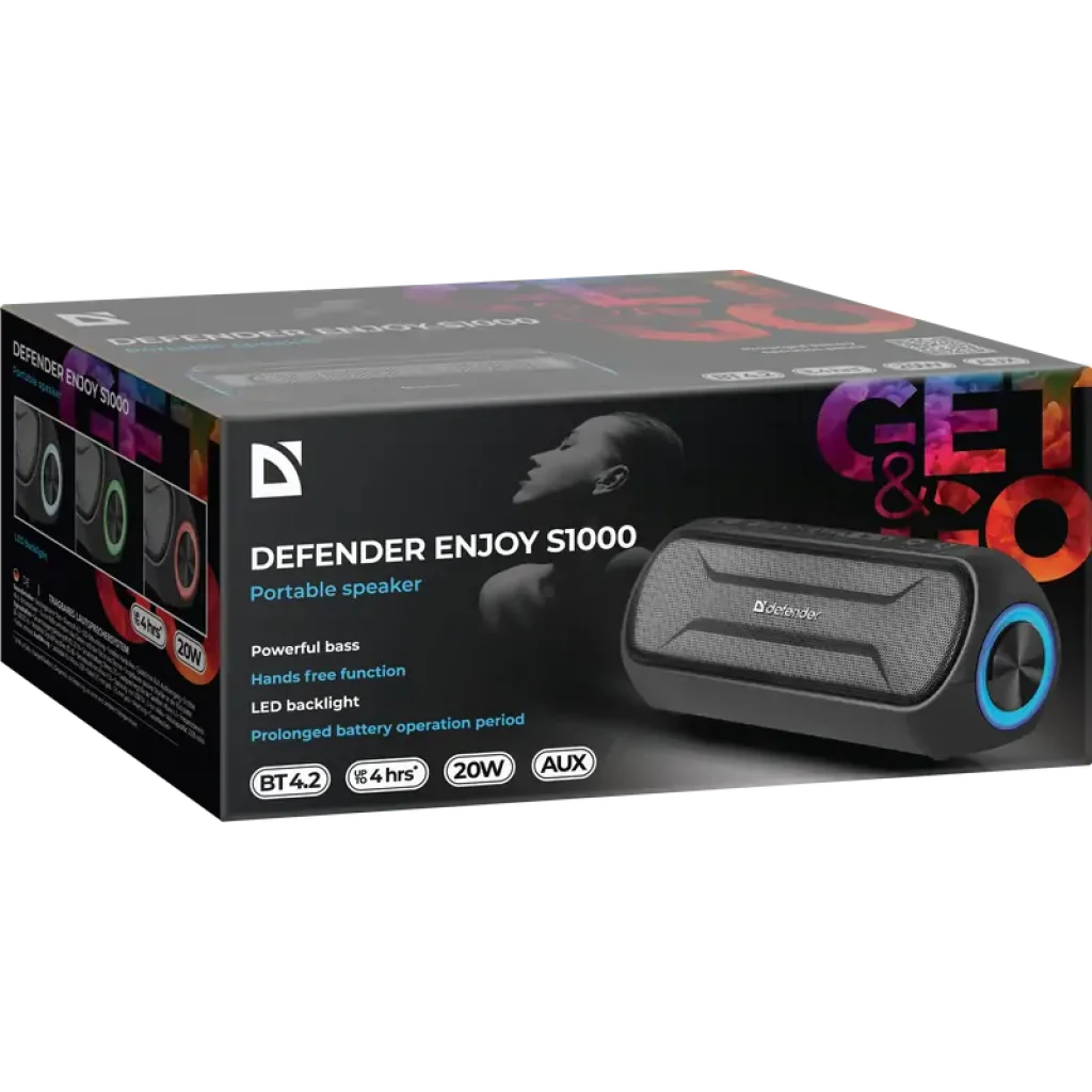 Портативная акустика DEFENDER (65688) Enjoy S1000 20Вт, black UA