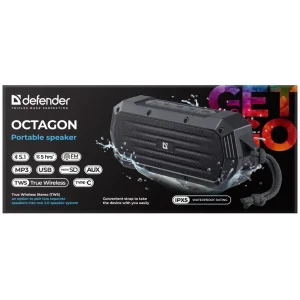 Портативная акустика DEFENDER (65039) Octagon 5Вт, FM/microSD/USB/TWS, black UA