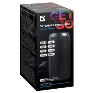 Портативная акустика DEFENDER (65101) Enjoy S100 5Вт, FM/microSD/USB/TWS, black UA