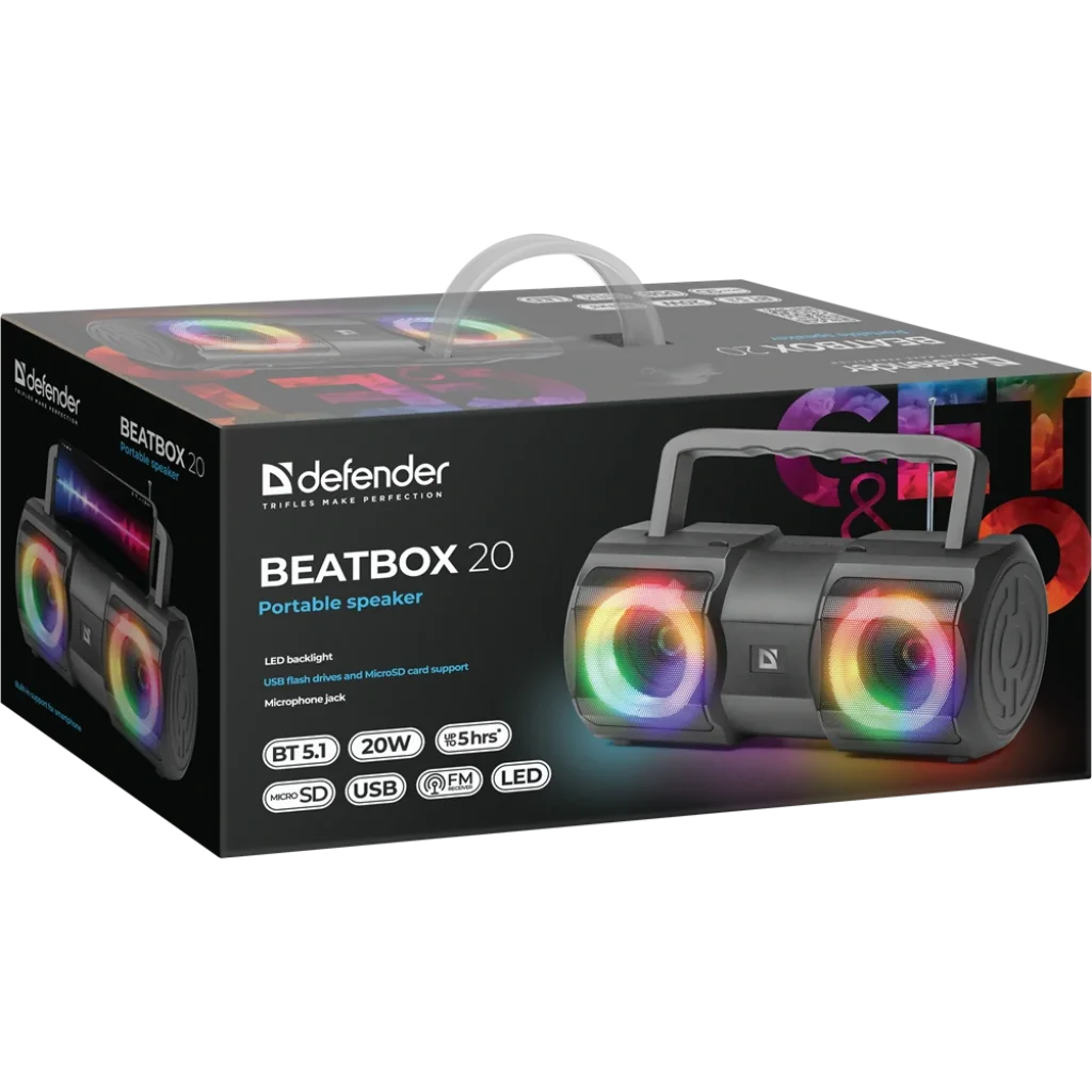 Портативна колонка Defender Beatbox 20 20Вт, Black (65420) UA