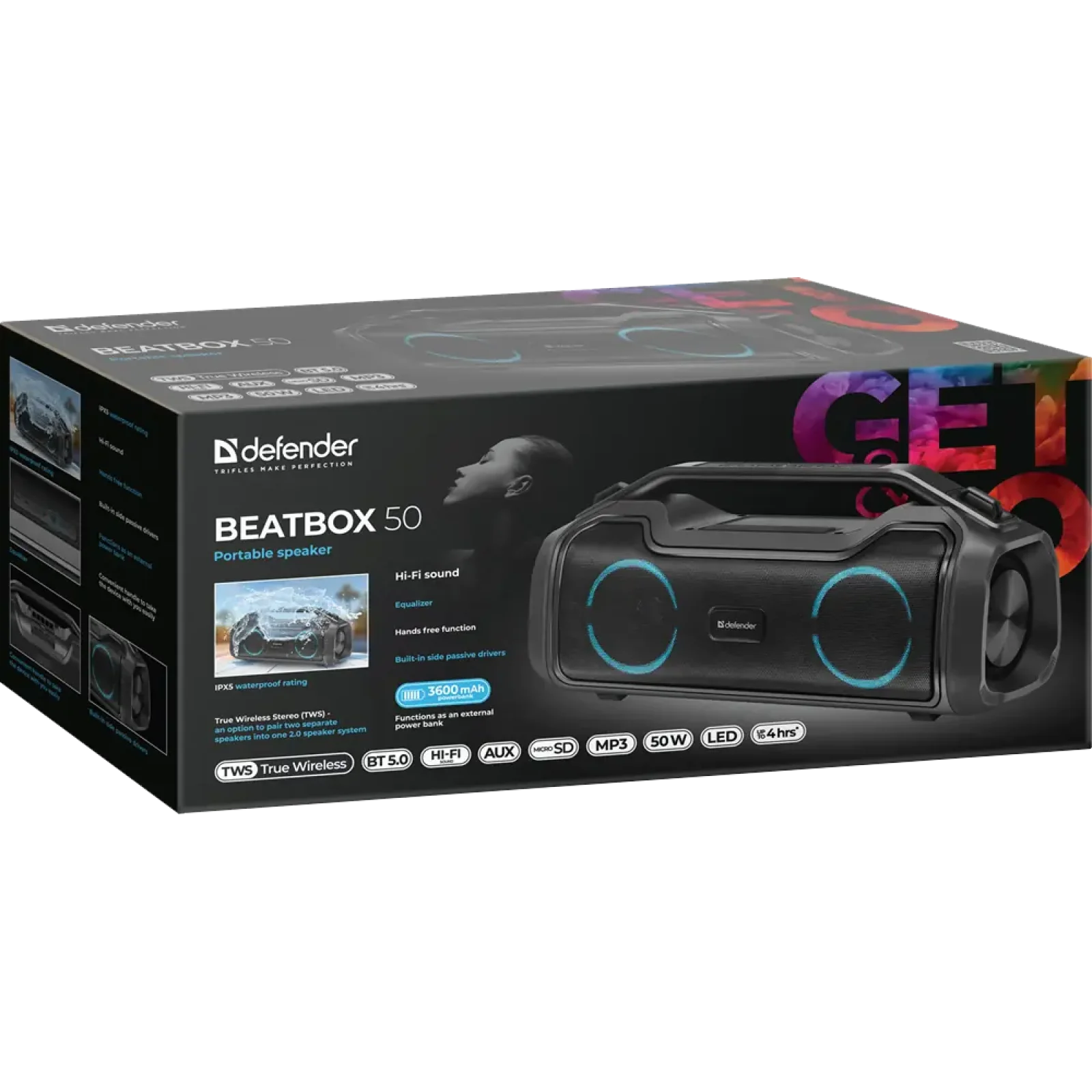 Портативная акустика Defender Beatbox 50 Black (65950) UA
