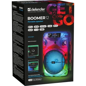 Портативна акустика DEFENDER (65412) Boomer 12 15Вт, Light/BT/FM/USB/LED/AUX UA