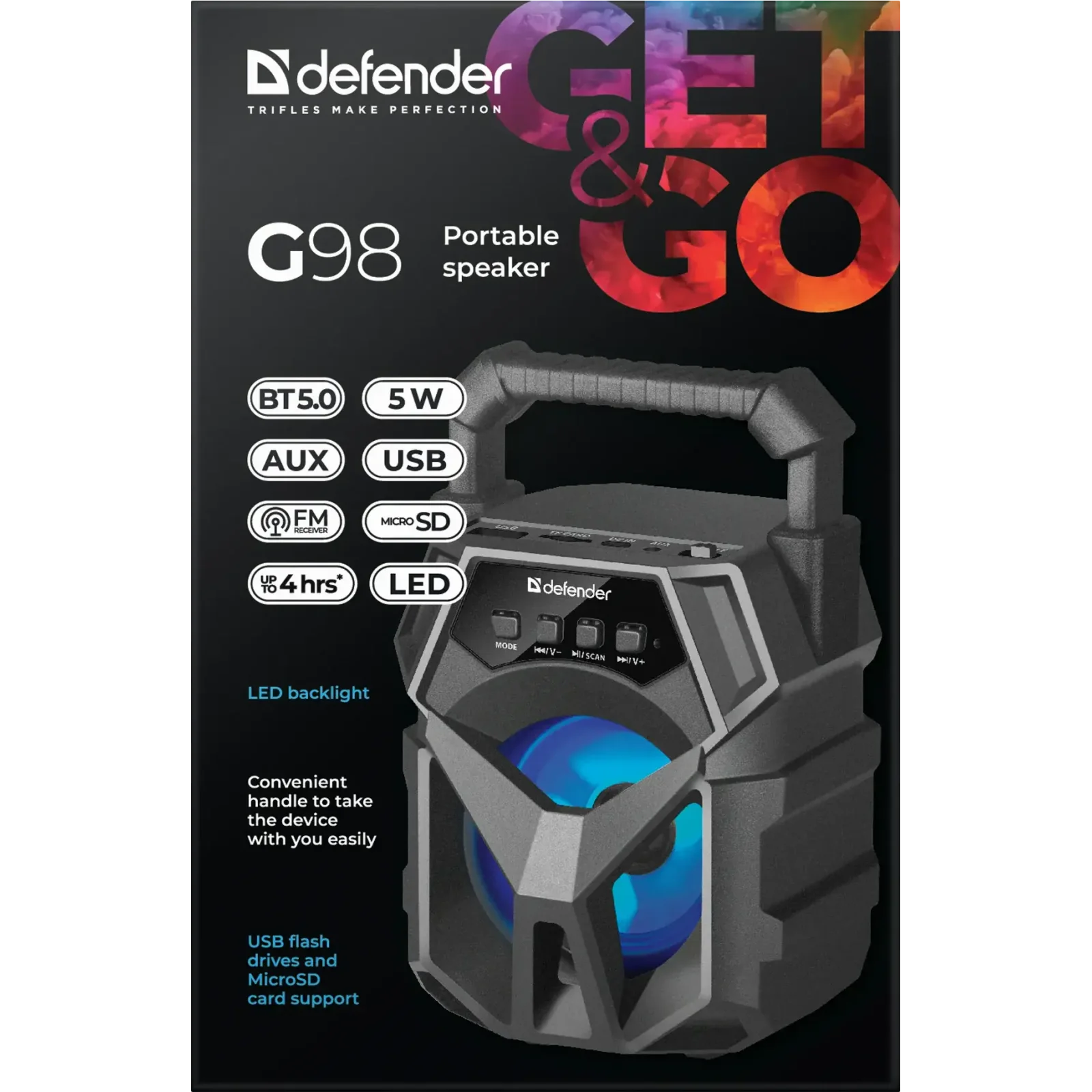 Портативна акустика Defender G98 5W Black (65098) UA