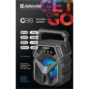 Портативна акустика Defender G98 5W Black (65098) UA