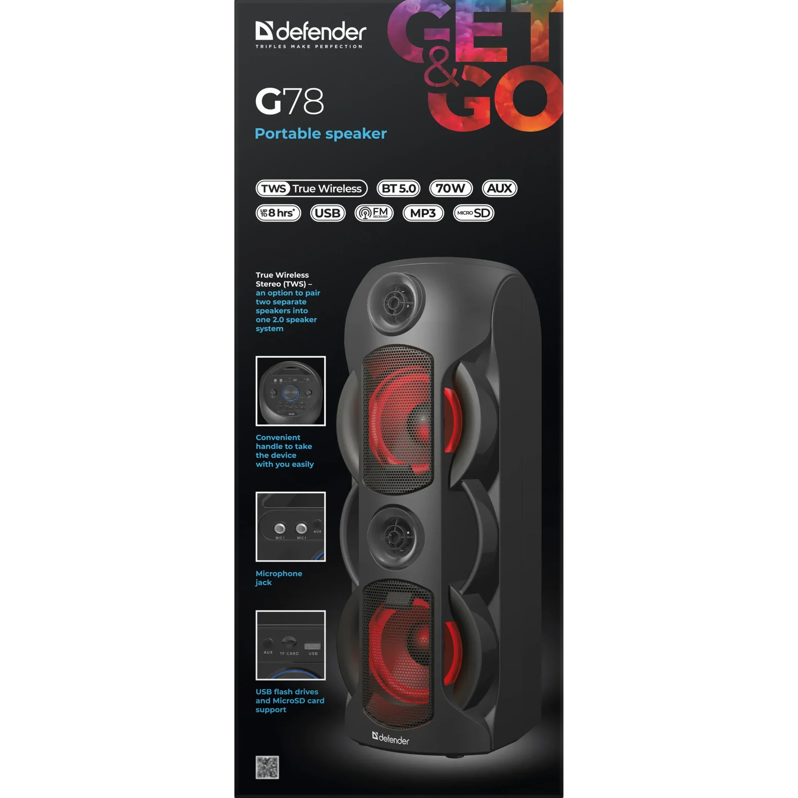 Портативна колонка Defender G78 70W Black (65178) UA