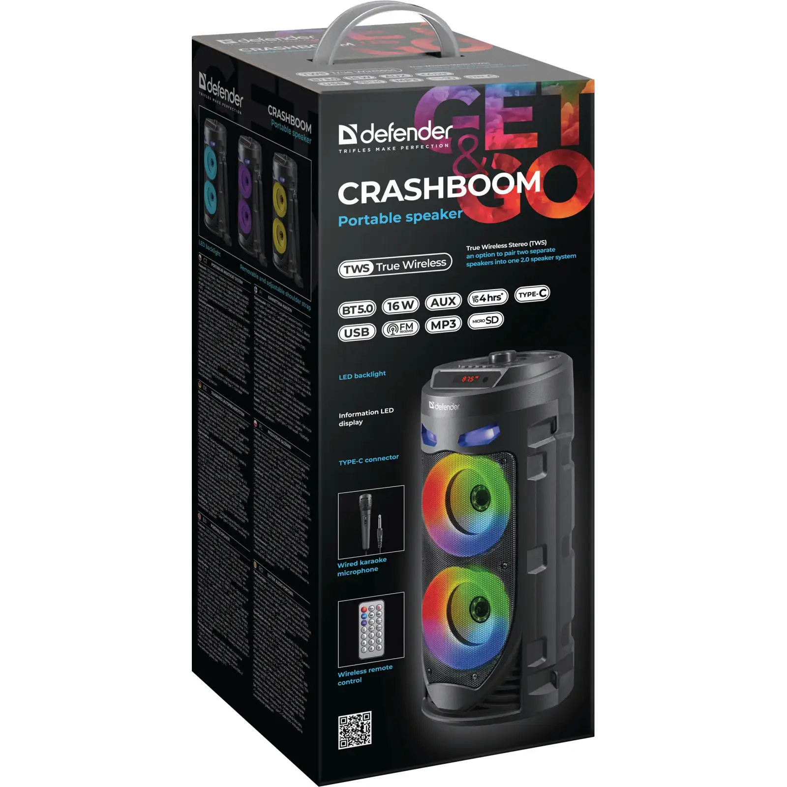 Портативна колонка Defender Crashboom 16Вт Black (65085) UA