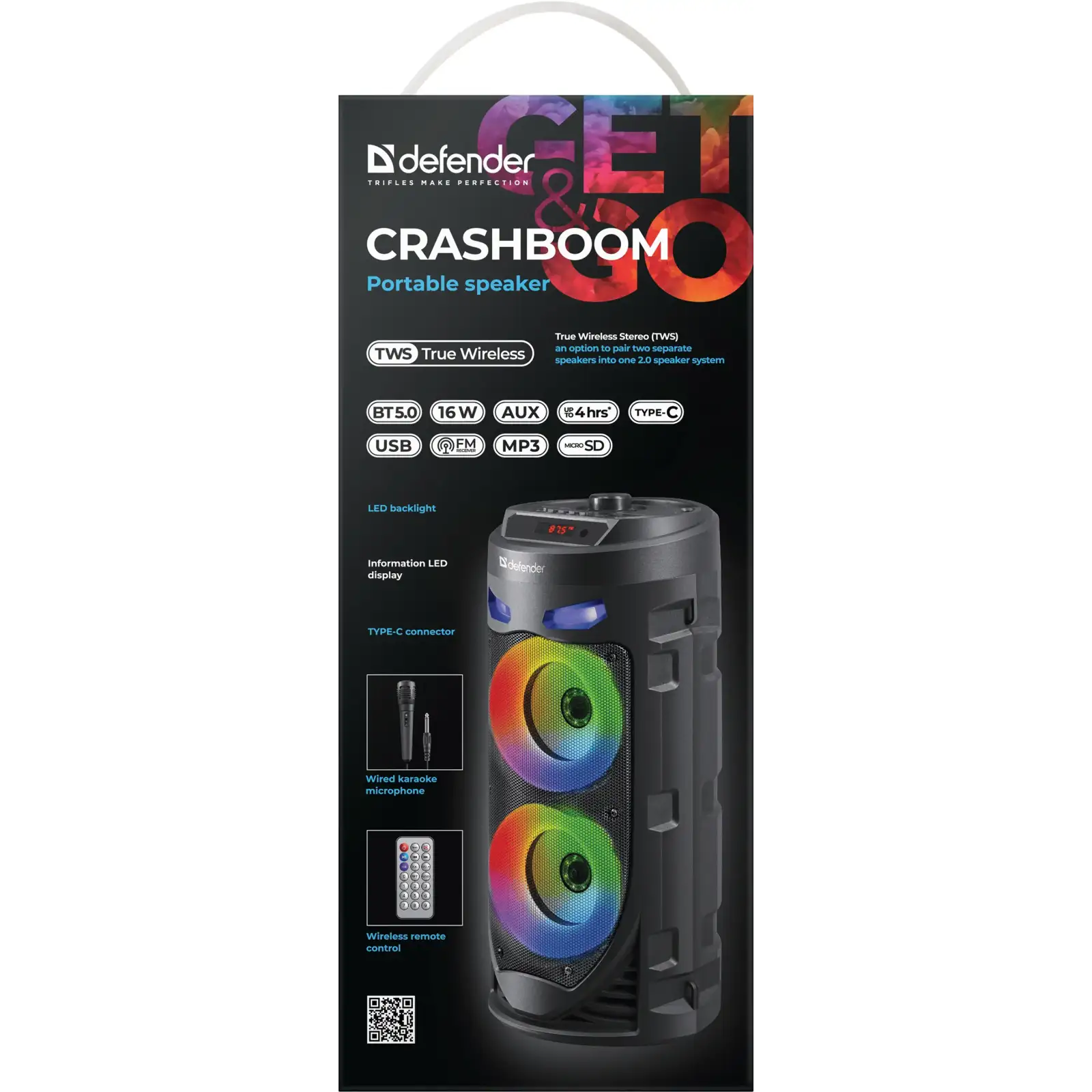 Портативна колонка Defender Crashboom 16Вт Black (65085) UA